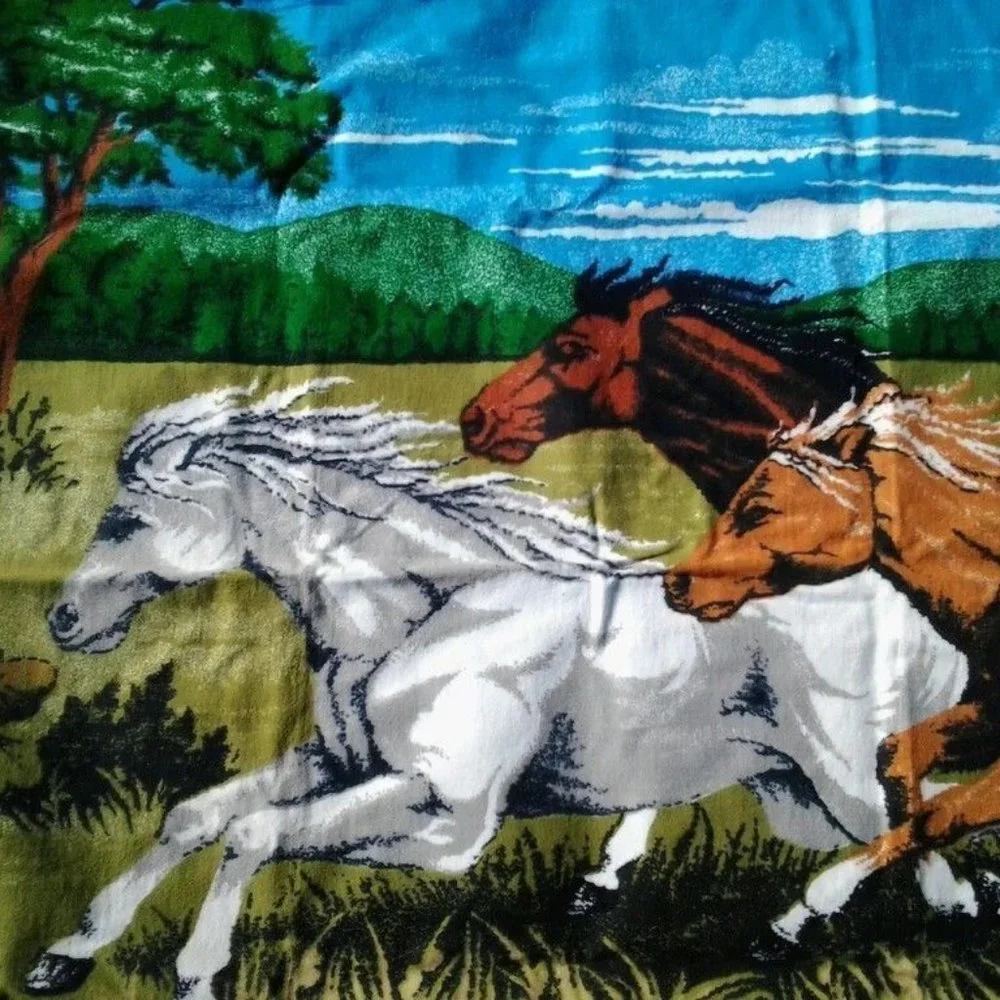 Wild Running Horses Tapestry Wall Hanging Material Art